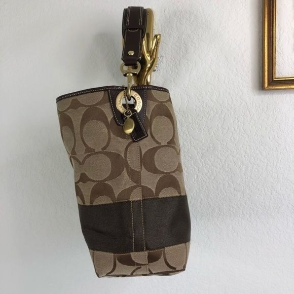 Coach North South Signature C Stripe Canvas Tote - Picture 2 of 9